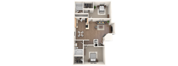 floor plan 2 Bed - 2 Bath, 900 sq ft, Anson B3