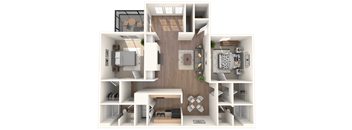 floor plan 2 Bed - 2 Bath, 1254 sq ft, Biscayne