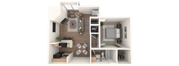 floor plan 1 Bed - 1 Bath, 620 sq ft, Burke A2