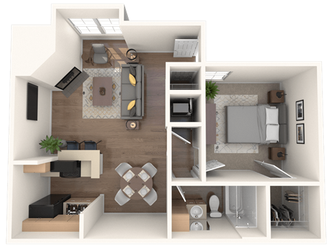 floor plan 1 Bed - 1 Bath, 620 sq ft, Burke A2