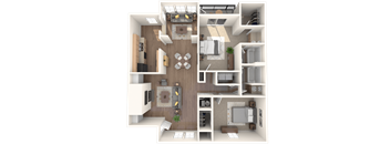floor plan 2 Bed - 2 Bath, 1355 sq ft, Cypress