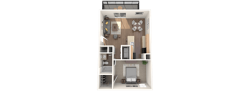 floor plan 1 Bed - 1 Bath, 728 sq ft, Davidson A4