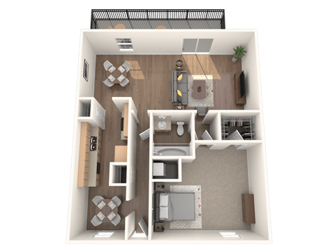 floor plan 1 Bed - 1 Bath, 992 sq ft Eden A5