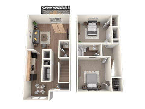 floor plan 2 Bed - 2 Bath, 1116 sq ft, Tanner B2