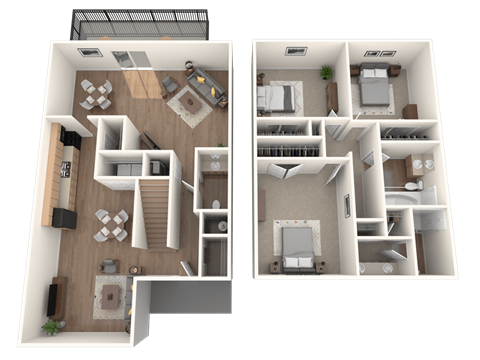 floor plan 3 Bed - 2 Bath, 1578 sq ft Tuscan C2