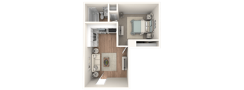 a floor plan of a 1 bedroom apartment
