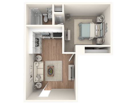a floor plan of a 1 bedroom apartment