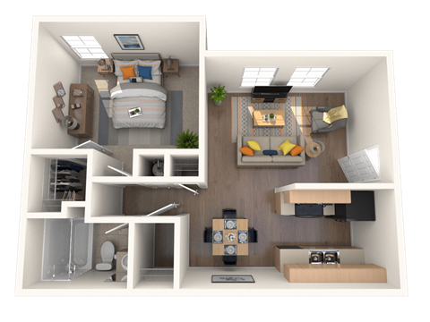 Monarch Pass apartments in Forth Worth, TX photo of a floor plan of a 1 bedroom apartment