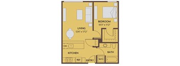 1 bed 1 bath 650 square feet floor plan