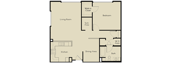 1 bed  1 Bath 883-942 square feet floor plan A