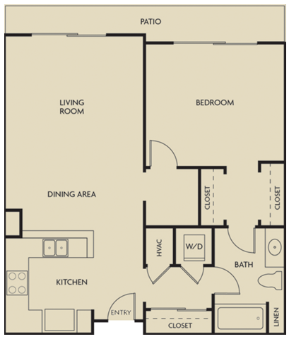 1 bed  1 Bath 832-835 square feet floor plan D