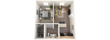 Derby Park Apartments a floor plan of a one bedroom apartment