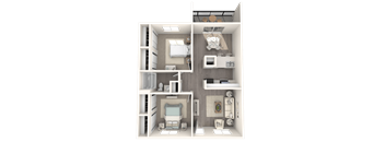 a 3d floor plan of a 1 bedroom apartment