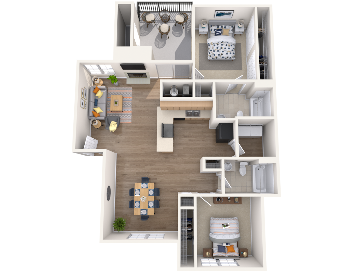 2 Bed, 2 Bath, 1014 sq. ft.