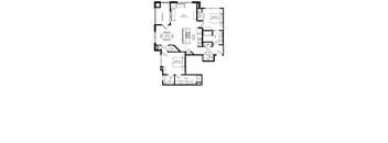 A black and white image of a house floor plan.