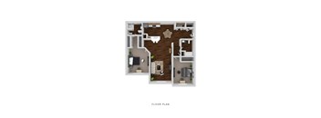 a furnished floor plan of a two bedroom apartment