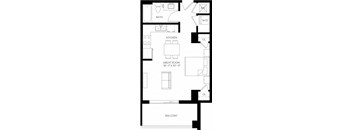 Studio 527 square feet floor plan S1