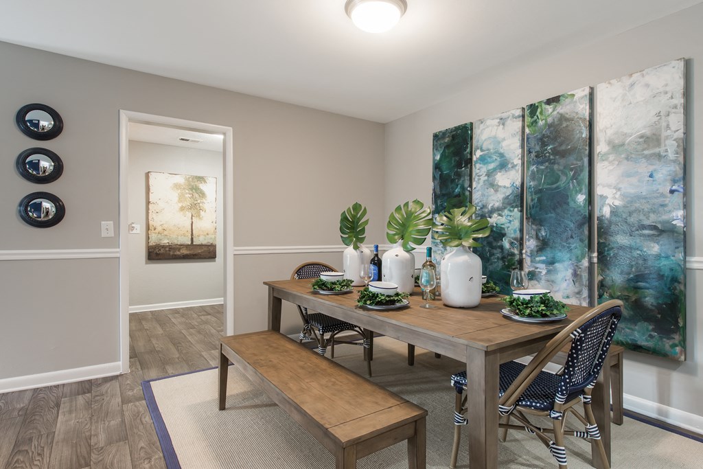 Sandy Springs, GA Apartments – Celebration at Sandy Springs - dining room area with hardwood flooring