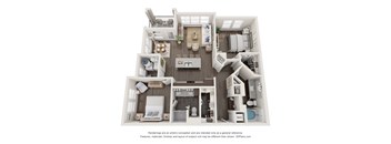 a 1 bedroom floorplan is shown in this rendering