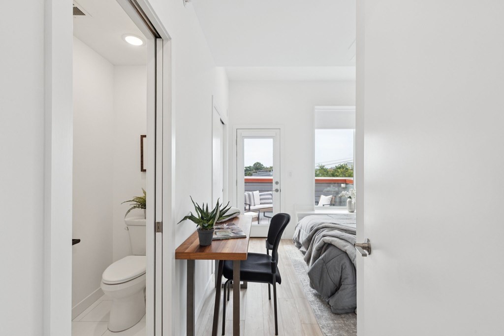 A small room with a table and chairs.