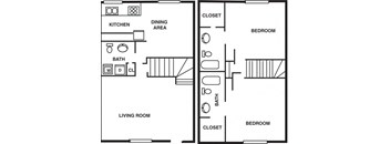 2 BED 1.5 BATH TOWNHOME