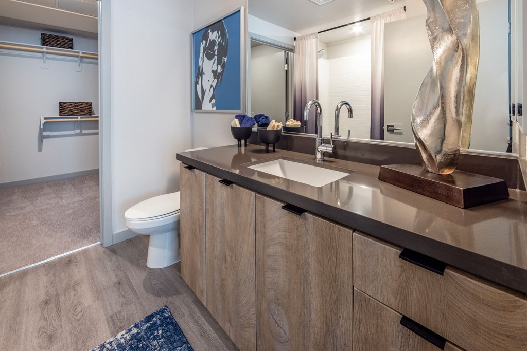 a bathroom with a sink and a toilet and a mirror
