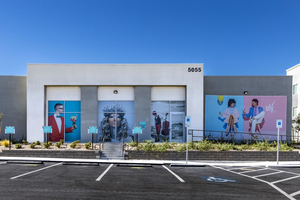 a building with large murals on the side of it