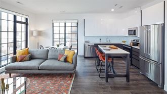 Living and dining room with modern furnishings - Photo Gallery