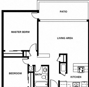 2 Bed, 1 Bath, 921 square feet floor plan