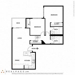 2 Bed 2 Bath 866 square feet floor plan A