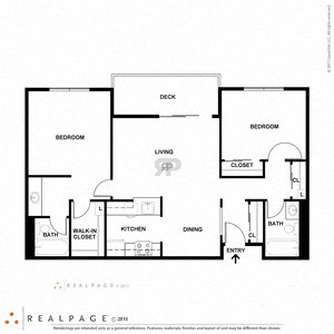 2 Bed 2 Bath 900 square feet floor plan C