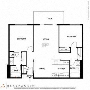 2 Bed 2 Bath 863 square feet floor plan D