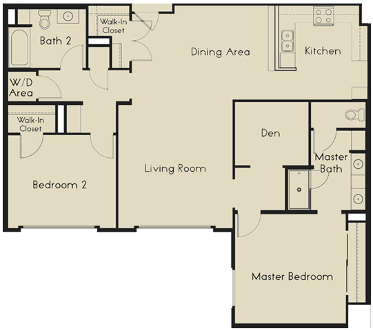 2 bed  2 Bath 1368 square feet floor plan E