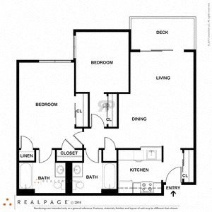 2 Bed 2 Bath 938 square feet floor plan E