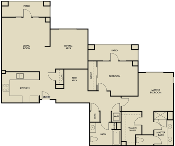 2 bed  2 Bath 1528 square feet floor plan H
