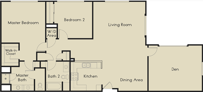 2 bed  2 Bath 1597-1602 square feet floor plan M