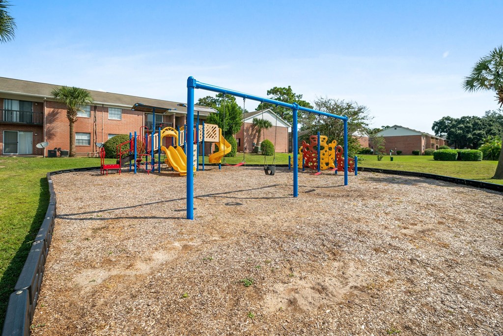 our playground is inviting kids to play on our swing set