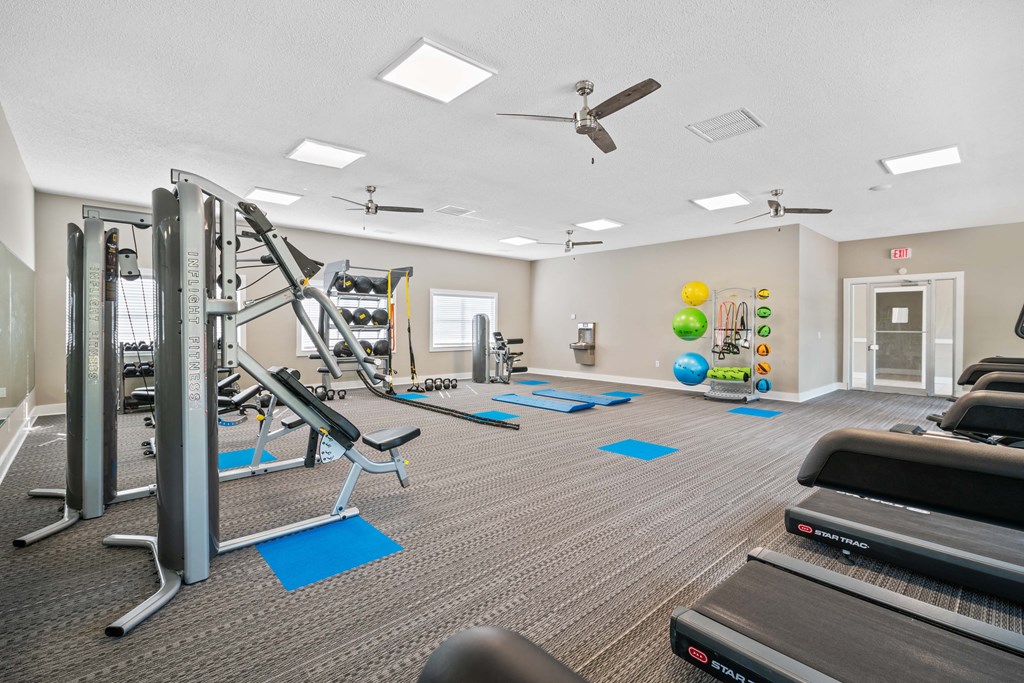 Fitness center with modern equipment at Townsend Apartments in Jacksonville near Atlantic Beach, Florida.