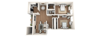 The Element at River Pointe apartments in Jacksonville Florida photo of two bedroom one bathroom floorplan