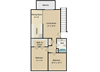 Aya 2 Bedroom 1 Bath Floor Plan
