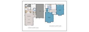 A floor plan of a house with a first and second floor.
