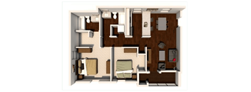 a layout of a room with a bedroom and a living room