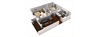 a floor plan with a bedroom and a living room