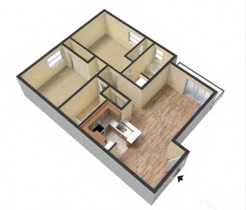 2 Bed 2 Bath Up to 846 square feet floor plan B4