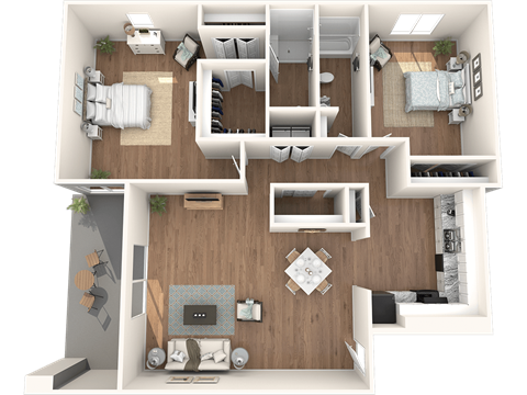 The Element at River Pointe apartments in Jacksonville Florida photo of two bedroom two bathroom floorplan