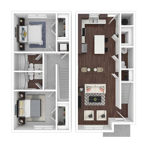 a floor plan of a two bedroom apartment