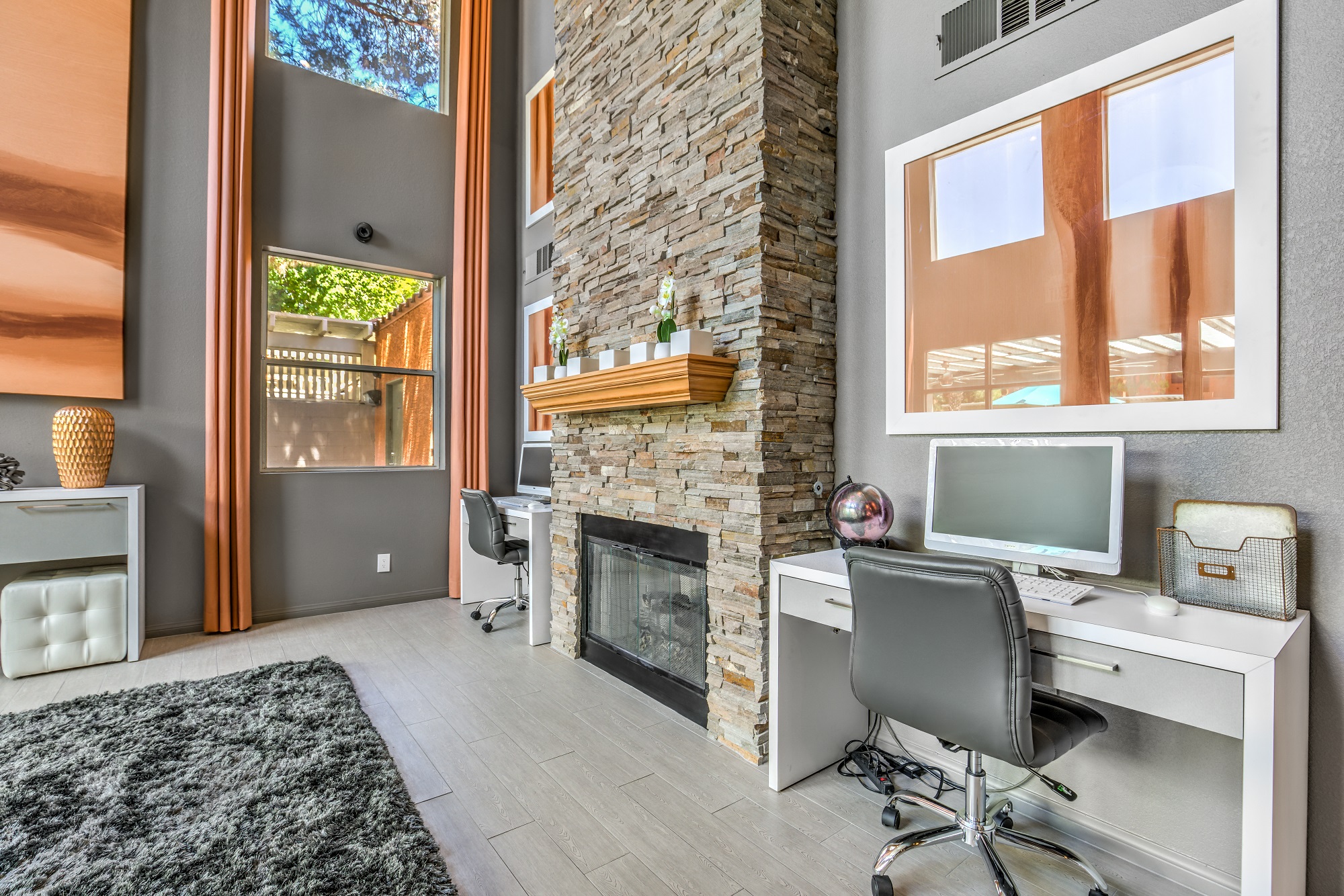 Madison at Black Mountain apartments photo of a Business Center with a fireplace