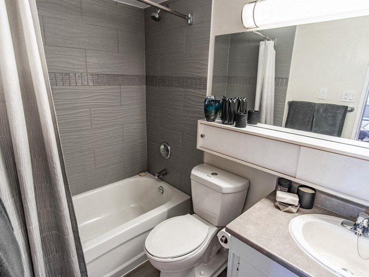 a bathroom with a toilet and a sink and a bath tub
