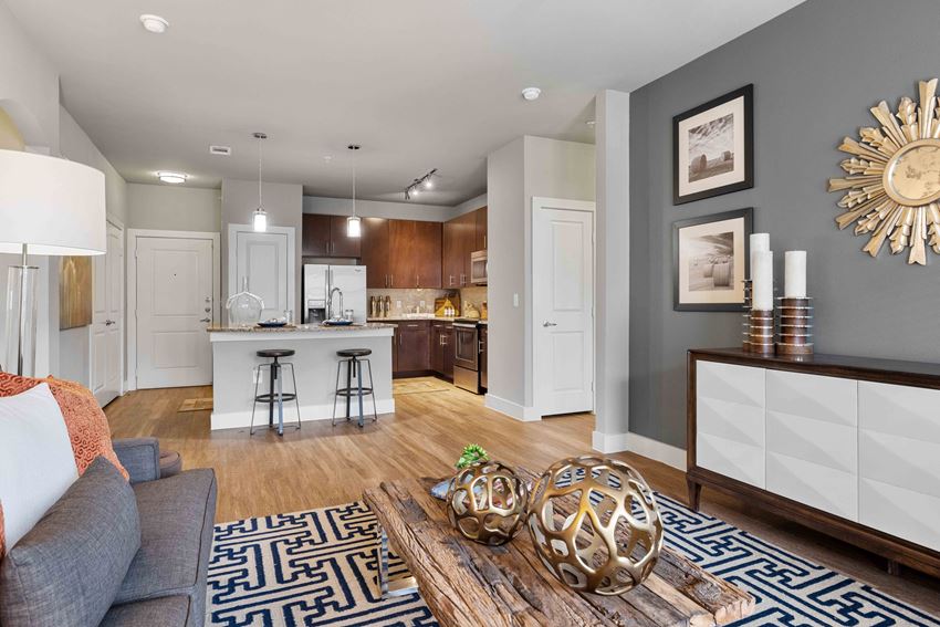 33Hundred Apartments in Austin Texas photo of living room with view of kitchen