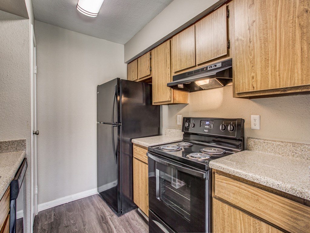 Magnolia Terrace apartments in Houston Texas 77082 photo of kitchen with black appliances